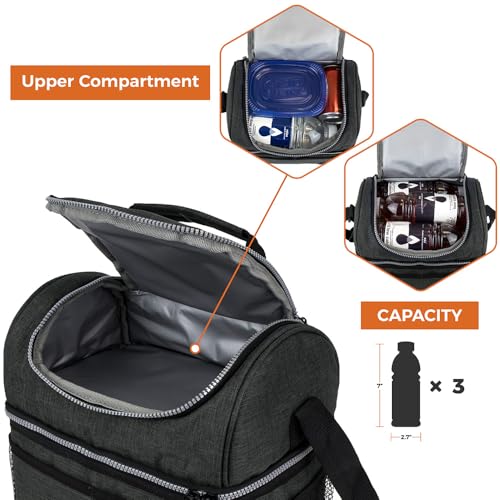 Insulated Lunch Bag for Men Women (Heather Charcoal)