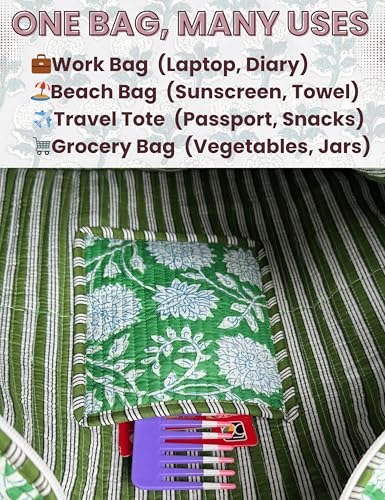 100% Cotton Quilted Tote Bag For Women (Bold Irish Aircraft White Floral Print)