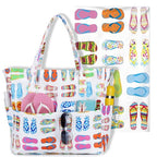 Waterproof Beach Tote Pool Bags for Women Ladies Extra Large Gym Tote Carry On Bag With Wet Compartment for Weekender Travel (Slipper)