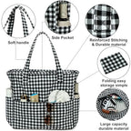 Beach Bags for Women (Black White Checkered-1)