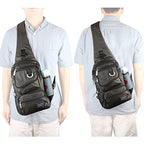 Sling Bag Chest Shoulder Backpack Crossbody Multipurpose Daypack For Men Women Black (Black)