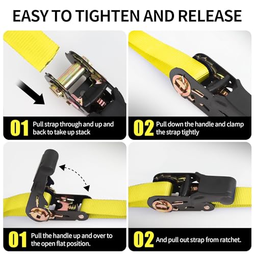 Ratchet Tie Down Straps (8PK Yellow)