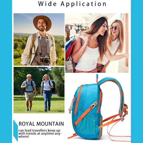 Hiking Backpack 30L Foldable Travel Daypack For Women Men (Lake Blue / 30L)