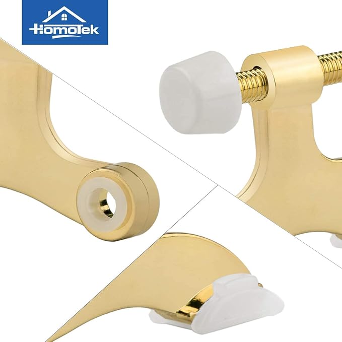 HOMOTEK 4 Pack Hinge Pin Bright Brass Door Stopper, Adjustable Deluxe Heavy - Image 5