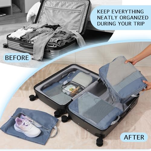 Compression Packing Cubes for Travel (Mesh/Gray / 7 Set)