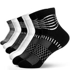 Ankle Compression Socks Women Men Plantar Fasciitis Relief 5 Pairs (Large / Black+white+dark Grey(5 Pairs))
