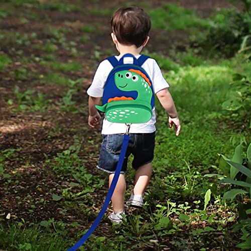 Toddler Harness Backpack Leash (Dark Blue/Green Dinosaur)