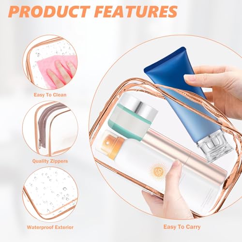 6 Pack Travel Toiletry Bag (6 Packs Rose Pink)