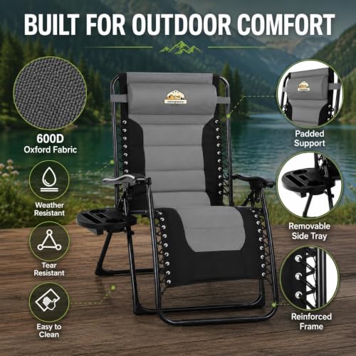 Oversized Zero Gravity Chair (Light Gray & Black / Set of 2)