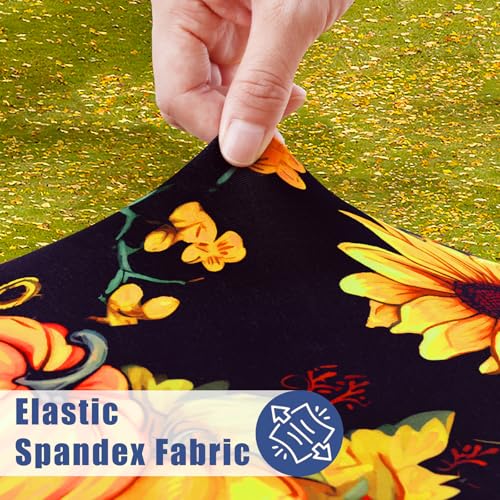 2 Pack Rectangle Spandex 6FT Elastic Fitted Thanksgiving Tablecloth (Rust & Black / 72" x 30" (Rectangular))