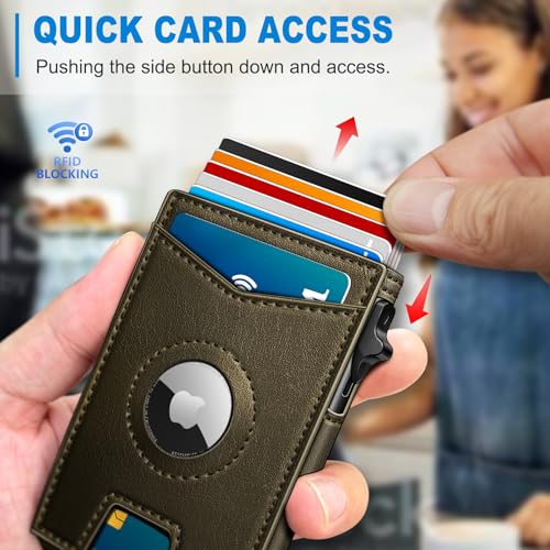 Airtag Wallet for Men Money Clip 9 (Olive059)
