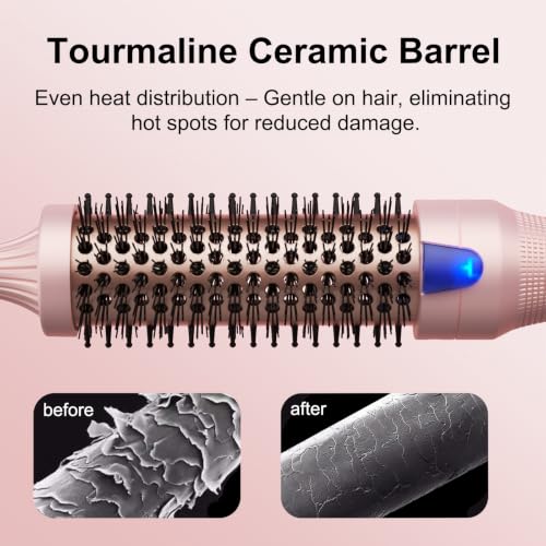 1.25 Inch Heated Curling Brush with Ceramic Tourmaline Ionic Technology (Gradient Pink)