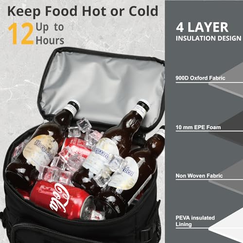 25L Insulated Cooler Backpack Water (Black)