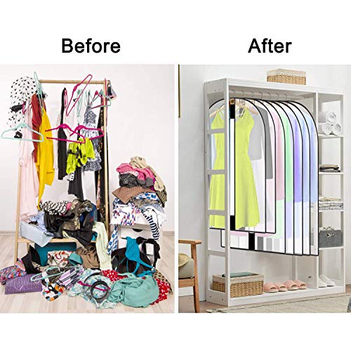 12 Pack Breathable Clothes Covers with Zip (12Pcs-Black Edge / 32" 40" 48" / 12Pcs)