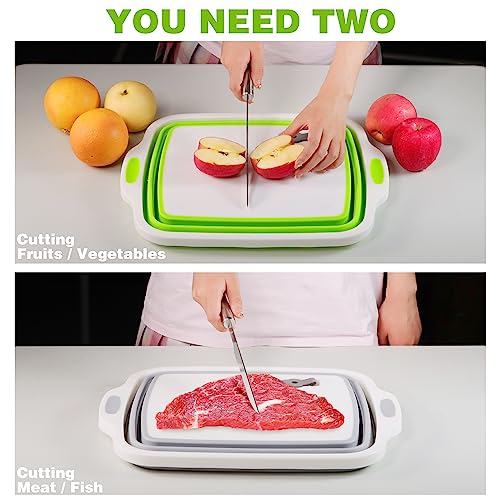 2 Pack Collapsible Cutting Board (White/Green and White/Grey)