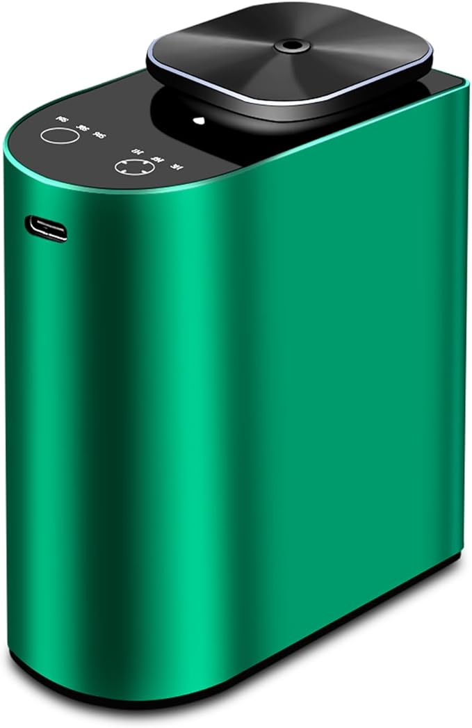 Waterless Essential Oil Diffuser，4000 mAh Large Battery, max 120ml Capacity, Suitable for Hotels, Large Rooms, Offices, bedrooms，Aluminum Alloy Desktop Scent Diffuser (Green)