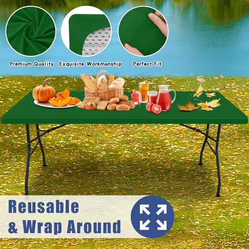 2 Pack Rectangle Spandex Fitted Table Cloth (Emerald Green / 72" x 30" (Rectangular))