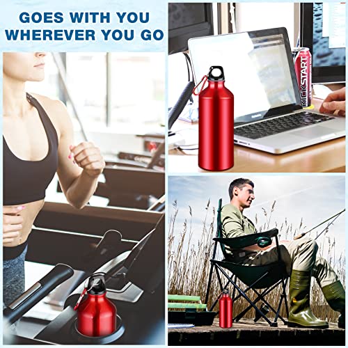 10 Pcs Aluminum Water Bottle 20 oz Reusable Bottles Lightweight Leak Proof Aluminum Sports Travel Bottles with Twist Cap Buckle for Gym (Red)