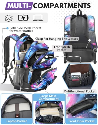 Backpack Bookbag for College Laptop Travel (15.6 Inch / Galaxy)