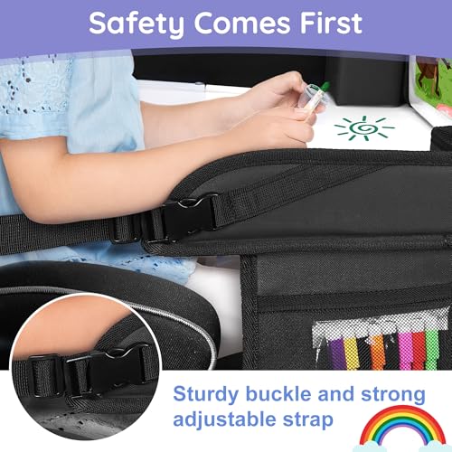 Toddler Car Seat Travel Tray FOR Road Trip Activities (2Black+1Pink)