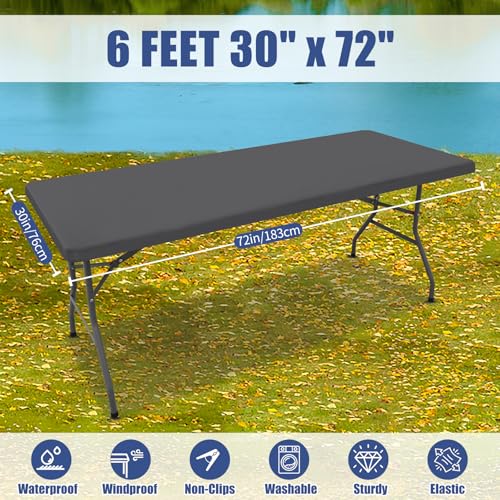 2 Pack Rectangle Spandex Fitted Table Cloth (Dark Grey / 72" x 30" (Rectangular))