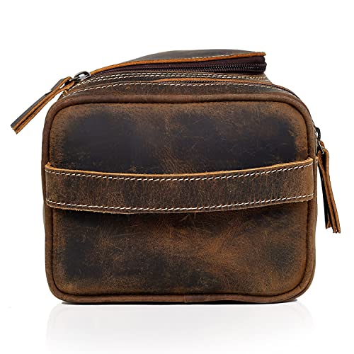 Leather Toiletry Bag for Men (BROWN / Men's Toiletry Bag)