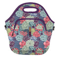 LunchTote Zippered Bag Insulated Neoprene Caddy (Succulents / X-Large 6.5 Quart Lunch Tote)