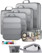 9 11 Set Compression Packing Cubes for Travel Essentials (Gray / 9 set)