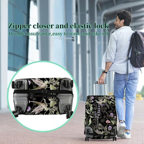 Suitcase Protector Plus 1 Luggage Tag (Wild Flowers Hummingbird / L)