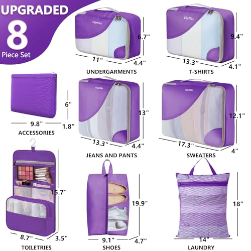 Packing Cubes for Travel (10 Purple)