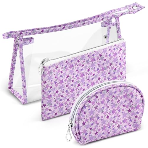 3 Pieces Purple Makeup Bags (3pcs SML)