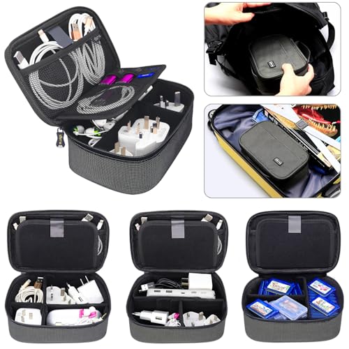 Travel Electronics Organizer Small Carrying Case for Cables Phone Chargers USB Plugs Power Cords Earbuds Adapter Tech Accessories Pouch (Starlight Special Edition)
