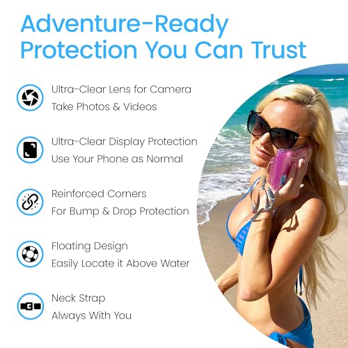 Floating Waterproof Phone Pouch Case Universal for iPhone Android (Pink)