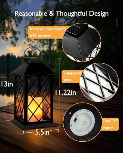 2 Pack 13'' Black Solar Lanterns (Black)