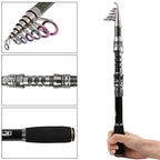 Telescopic Fishing Rod Carbon Fiber Travel Portable Spinning Fishing Pole for Boat Saltwater and Freshwater Fishing (7.87 ft / C-only Fishing Rod)