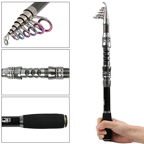 Telescopic Fishing Rod Carbon Fiber Travel Portable Spinning Fishing Pole for Boat Saltwater and Freshwater Fishing (7.87 ft / C-only Fishing Rod)