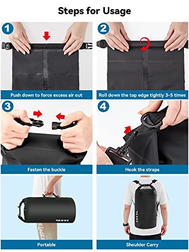 Waterproof Dry Bag Backpack with Emergency Whistle (40L / Black)