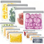 Reusable Silicone Food Storage Bags (Gray (4 Snack + 4 Medium + 4 Extra Large))
