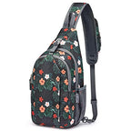 Sling Bag for Men Women (Black Base Flora)