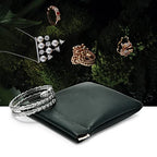 PU Leather Jewelry Travel Bag Leather Jewelry Pouch Christmas (Dark Green / 3.54"x3.54")