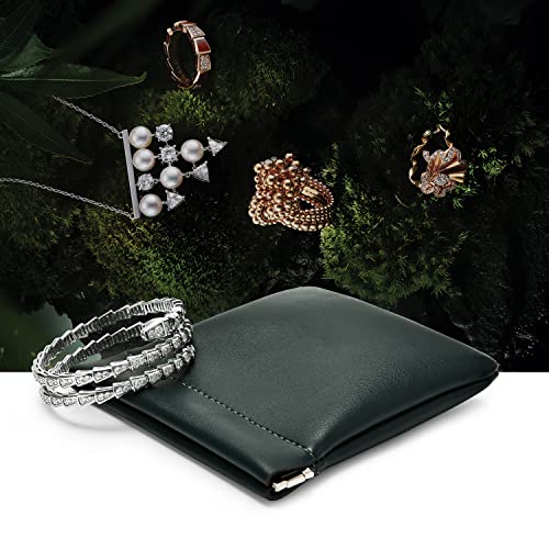 PU Leather Jewelry Travel Bag Leather Jewelry Pouch Christmas (Dark Green / 3.54"x3.54")