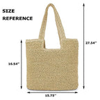 Straw Beach Tote Bag (Beige)