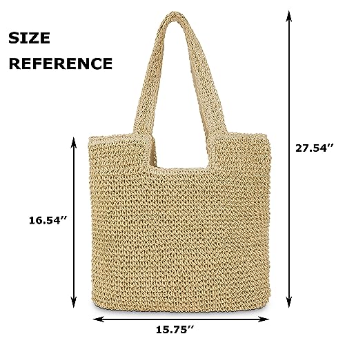 Straw Beach Tote Bag (Beige)