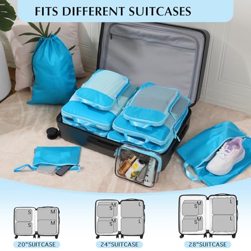 Compression Packing Cubes for Travel (10 Mesh/Bule / 10 Set)