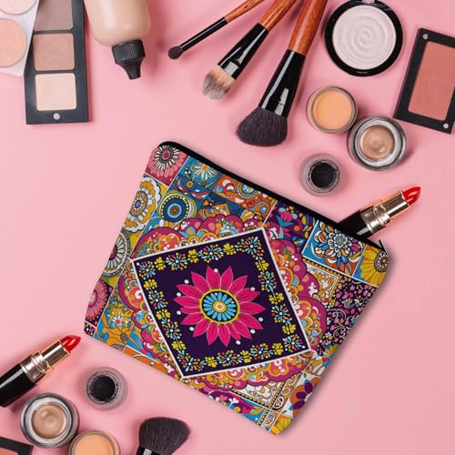 Women Makeup Organizer Bag Mandala Floral (9 x 7.1 inch / Mandala Floral)