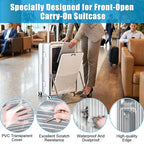 Clear Luggage Cover Protector with Front Pocket Zipper 28 Inch (28inch / 80%clear 20%grey)