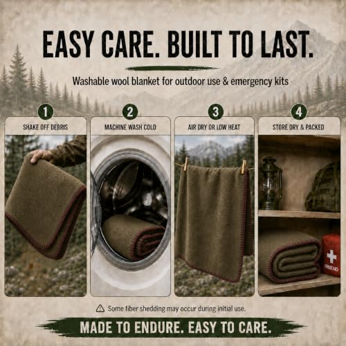 JMR Wool Camping Blanket 10 (Olive Green / 62x84 - 10 Pack)