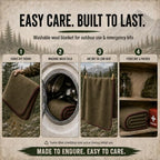 JMR Wool Camping Blanket 10 (Olive Green / 62x84 - 10 Pack)