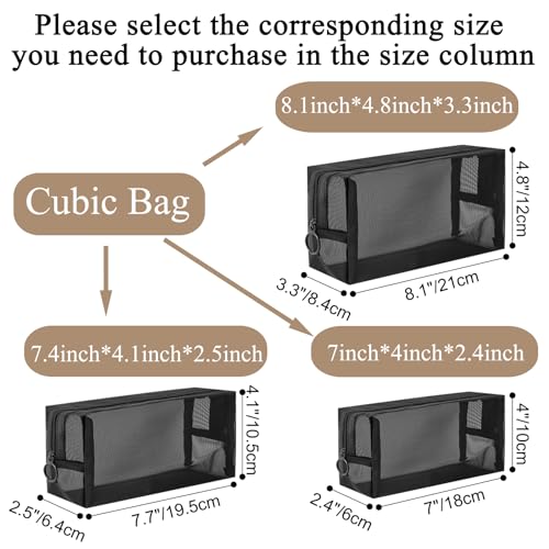 20 Piece Mesh Pouch Set (Cubic-Black / 7.4 inch*4.1 inch*2.5 inch)