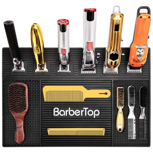 Magnetic Mat 19x12.5 Inch 6 Slots Barber Tray Hairdressing Electric Clippers Storage Mat Salon Table Tools Nonslip Cushion Heat Resistant Pad for Clippers Scissors Combs for Barbershop Salon (6 Magnetic 19 x 12.5)